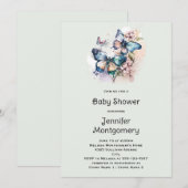 Mooie Vlinders en Bloemen Baby shower Kaart (Voorkant / Achterkant)