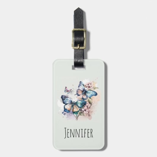 Mooie Vlinders en Bloemen Bagagelabel (Voorkant verticaal)
