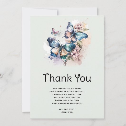 Mooie Vlinders en Bloemen Bedankkaart (Voorkant)