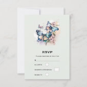 Mooie Vlinders en Bloemen Bruiloft RSVP Kaartje (Voorkant)