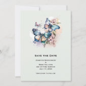 Mooie Vlinders en Bloemen Bruiloft Save The Date (Voorkant)