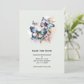 Mooie Vlinders en Bloemen Bruiloft Save The Date (Staand voorkant)