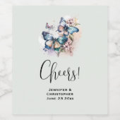 Mooie Vlinders en Bloemen Bruiloft Wijn Etiket (Enkel label)