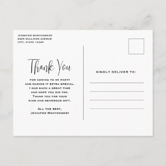 Mooie Vlinders en Bloemen Dank u Briefkaart (Achterkant)