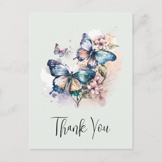 Mooie Vlinders en Bloemen Dank u Briefkaart (Voorkant)