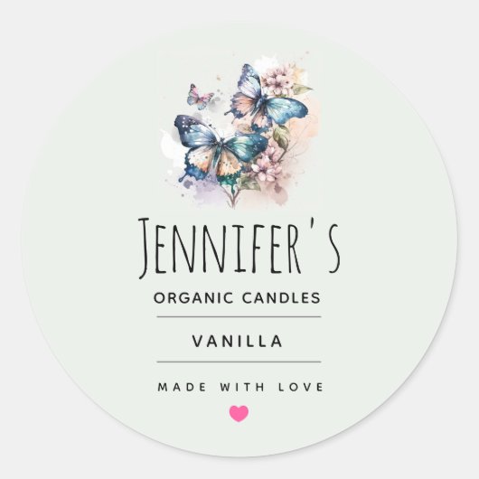 Mooie Vlinders en Bloemen Kaars Ambacht Ronde Sticker (Voorkant)