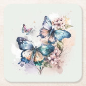 Mooie Vlinders en Bloemen Kartonnen Onderzetters (Voorkant)