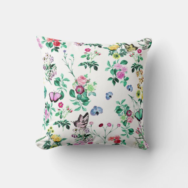 Mooie Vlinders en Bloemen Kussen (Voorkant)