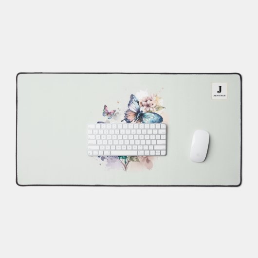 Mooie Vlinders en Bloemen Monogram Bureaumat (Keyboard & Muis)