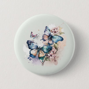Mooie Vlinders en Bloemen Ronde Button 5,7 Cm