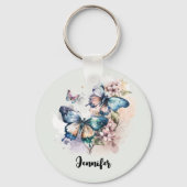 Mooie Vlinders en Bloemen Sleutelhanger (Voorkant)
