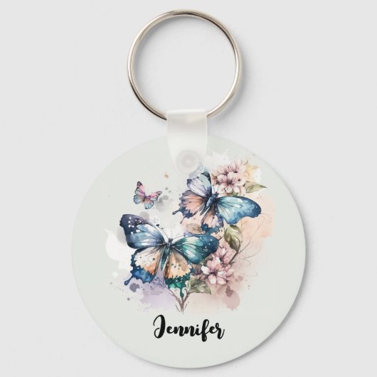 Mooie Vlinders en Bloemen Sleutelhanger (Achterkant)