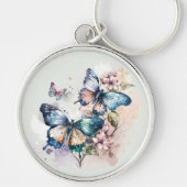 Mooie Vlinders en Bloemen Sleutelhanger (Voorkant)