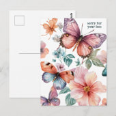 Mooie vlinders en bloemen sorry voor verlies briefkaart (Voorkant / Achterkant)