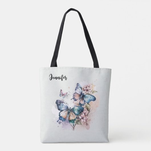 Mooie Vlinders en Bloemen Tote Bag (Achterkant)