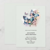 Mooie vlinders en bloemen verjaardag kaart (Voorkant / Achterkant)