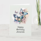 Mooie vlinders en bloemen verjaardag kaart (Voorkant)