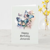 Mooie vlinders en bloemen verjaardag kaart (Gele Bloem)