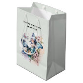 Mooie vlinders en bloemen verjaardag medium cadeauzakje (Achterkant Gekanteld)