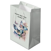 Mooie vlinders en bloemen verjaardag medium cadeauzakje (Voorkant Gekanteld)