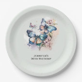 Mooie vlinders en bloemen verjaardag papieren bordje (Voorkant)