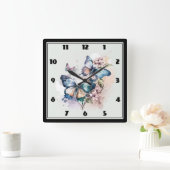 Mooie Vlinders en Bloemen Vierkante Klok (Huis)