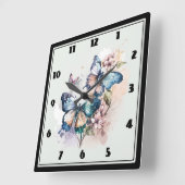 Mooie Vlinders en Bloemen Vierkante Klok (Hoek)