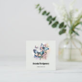 Mooie Vlinders en Bloemen Vierkante Visitekaartje (Staand voorkant)