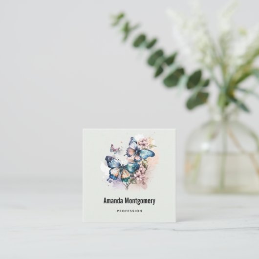Mooie Vlinders en Bloemen Vierkante Visitekaartje (Staand voorkant)