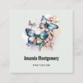 Mooie Vlinders en Bloemen Vierkante Visitekaartje (Voorkant)