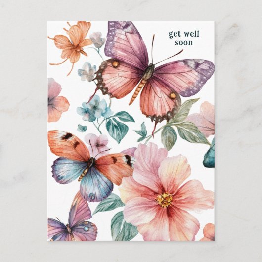 Mooie vlinders en bloemen worden snel gezond briefkaart (Voorkant)