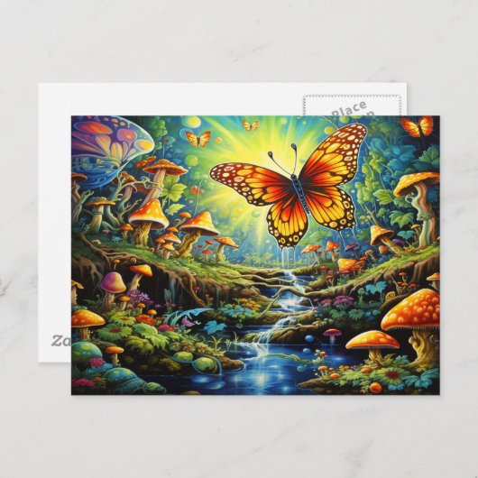 Mooie Vlinders Fantasie Briefkaart (Voorkant / Achterkant)