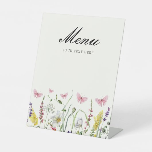 Mooie Vlinders Menu Bruidsmeisjes Borrel Reclamebord Met Voetstuk (Voorkant)