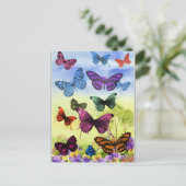 Mooie vlinders met mooie zomerbloemen briefkaart (Staand voorkant)