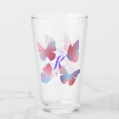 Mooie vlinders pastel roze Paarse monogram Glas (Achterkant)