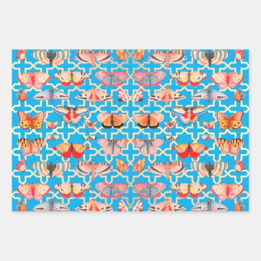 Mooie vlinders turquoise blauw inpakpapier vel (Voorkant)