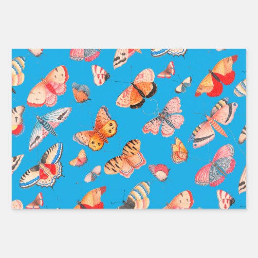 Mooie vlinders turquoise blauw inpakpapier vel (Voorkant 3)