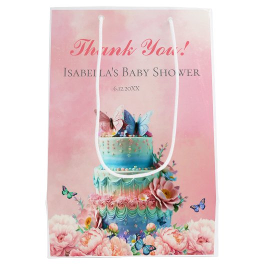 Mooie Vlinders Twins Baby shower Medium Cadeauzakje (Achterkant)