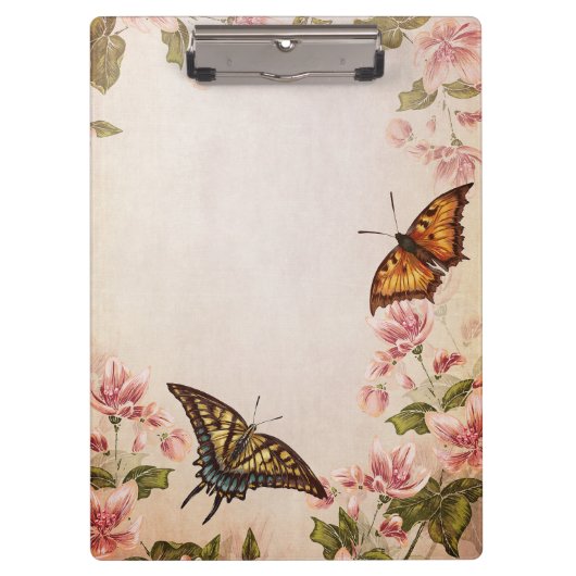 Mooie Vlinders & Vintage Bloesem Klembord (Voorkant)