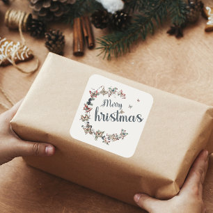 Mooie  vlinders Vrolijk Kerstfeest Vierkante Sticker