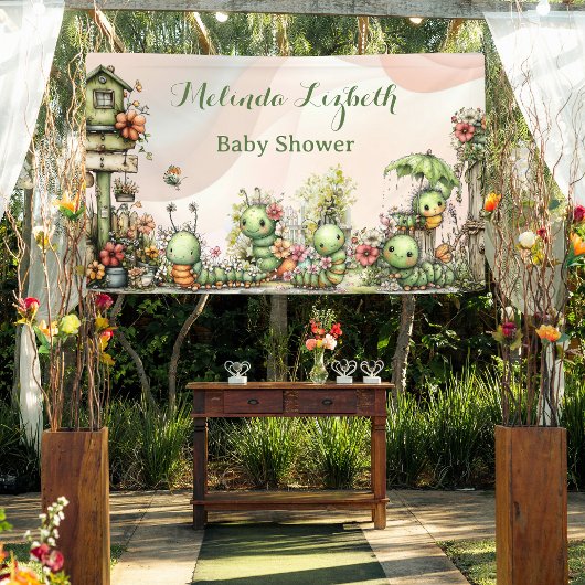 Mooie Vlindertuin Baby Shower Feest Spandoek