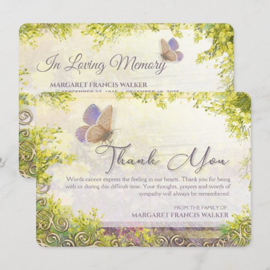 Mooie vlindertuin fijn bedankt voor je kaart (Voorkant / Achterkant)