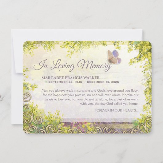 Mooie vlindertuin fijn bedankt voor je kaart (Achterkant)