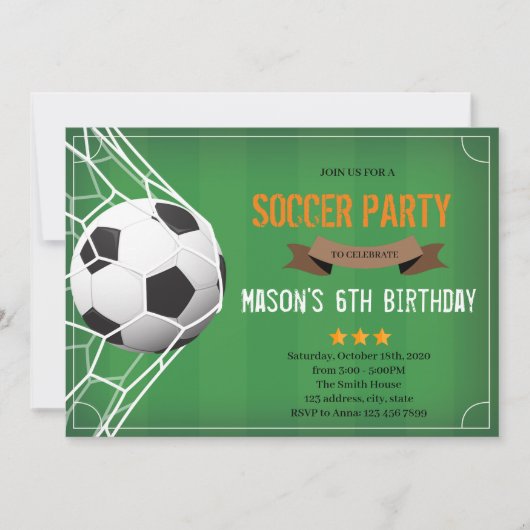 Mooie voetbalfeest uitnodiging (Voorkant)