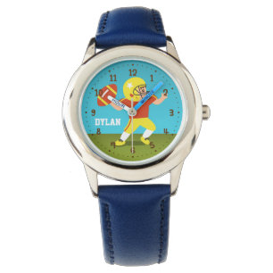 Mooie Voetbaljongen met Helm Kinderen Naam Horloge