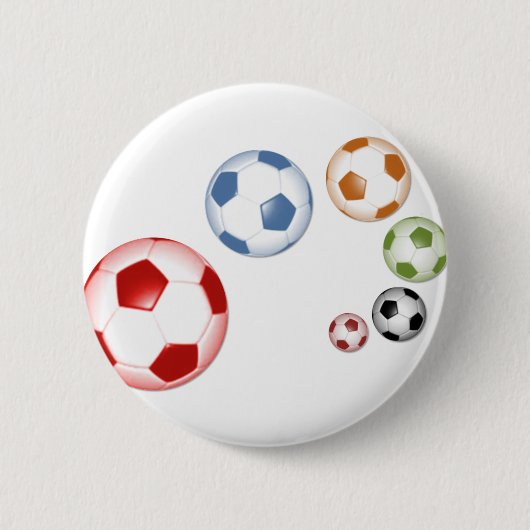 Mooie voetbalset ballen ronde button 5,7 cm (Voorkant)