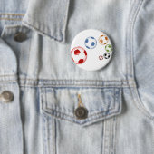 Mooie voetbalset ballen ronde button 5,7 cm (In situ)