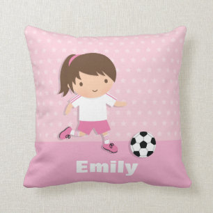 Mooie Voetbalster Meisje Roze Worp Kussen