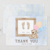 Mooie voeten waterverf blauwe babyshower bedankt kaart (Voorkant / Achterkant)