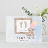 Mooie voeten waterverf blauwe babyshower bedankt kaart (Staand voorkant)
